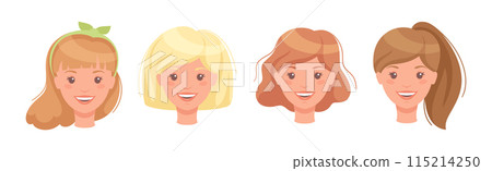 Woman Head Showing Face Expression and Emotion Vector Set Woman Head Showing Face Expression and Emotion Vector Set 115214250