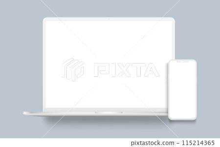 Laptop computer and mobile phone clay mockup Laptop computer and mobile phone clay mockup 115214365