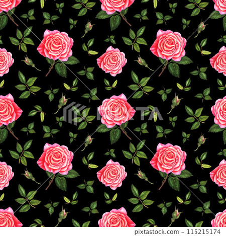 Seamless pattern with flowers and leaves. Floral pattern for wallpaper or fabric. 115215174