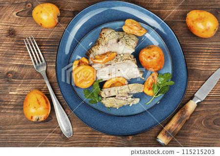 Roasted pork meat with medlar or loquat. 115215203
