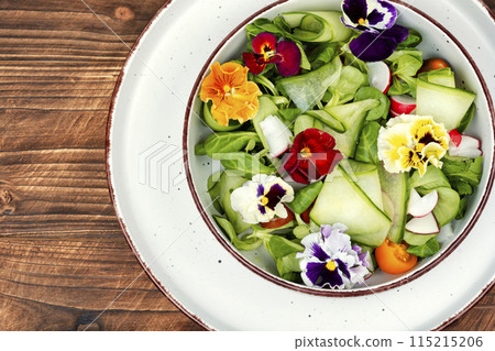 Salad of vegetables and flowers. 115215206