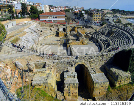 Spain, Tarragona Archaeological Site, Ancient Roman Amphitheater Spain, Tarragona Archaeological Site, Ancient Roman Amphitheater 115216399