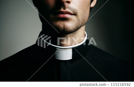 Young Male Priest Wearing Clerical Collar 115216592