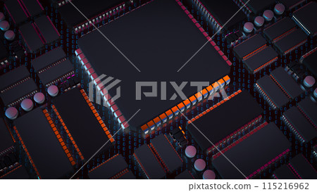 The  Printed Circuit Board or PCB for Technology concept 3d rendering. 115216962