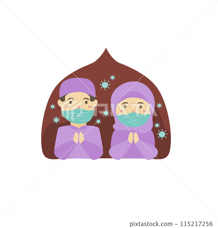 People praying flat design eid mubarak  115217256