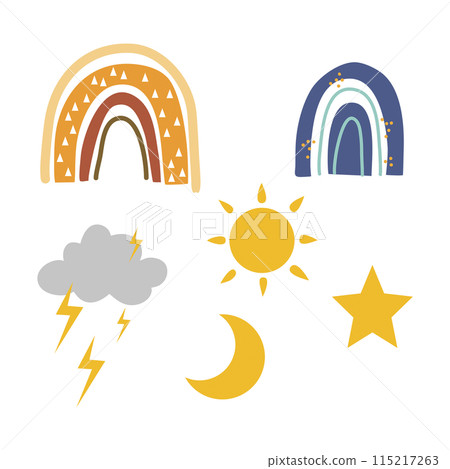 Cartoon weathers items rainbow element 115217263