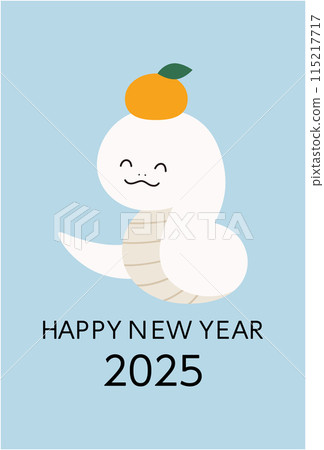 2025 New Year's card template for the year of the snake Snake year Mandarin orange White snake Cute Vector 2025 New Year's card template for the year of the snake Snake year Mandarin orange White snake Cute Vector 115217717