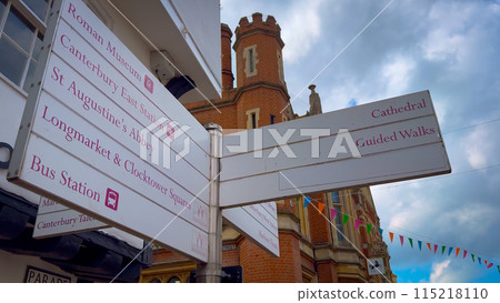 Direction signs in the historic district of Canterbury - travel photography Direction signs in the historic district of Canterbury - travel photography 115218110