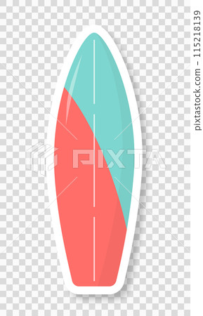 A surfboard on a transparent background. A sticker with a clipboard. 115218139