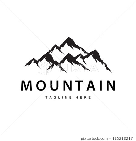 Mountain Logo, Mountain Adventure with Silhouette Model in Simple Modern Style Vector Design for Company and Product Brand 115218217