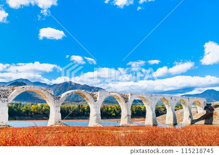 北海道秋天的Taushubetsu河大橋 115218745