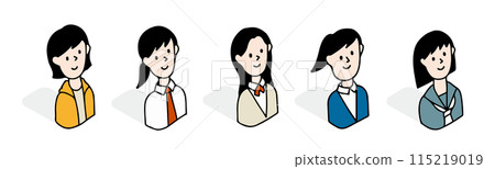 穿制服的女學生插圖圖示集-國中生和高中生 115219019
