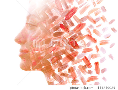 An abstract paintography profile portrait of a woman An abstract paintography profile portrait of a woman 115219085