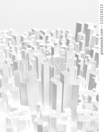 Image of a city of crowded white buildings 3D illustration vertical 115219113