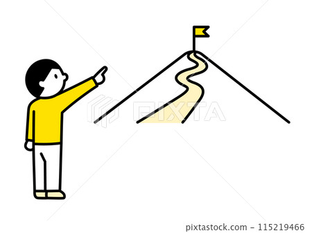 Simple illustration of a person setting a goal Simple illustration of a person setting a goal 115219466