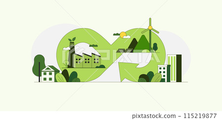 Circular Economy.The concept of future growth business and environment sustainable devellopment. Vector illustration. Circular Economy.The concept of future growth business and environment sustainable devellopment. Vector illustration. 115219877