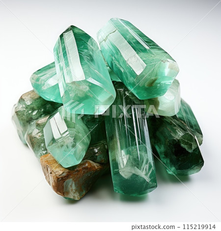 Green tourmaline on a white background. Isolated with clipping path 115219914