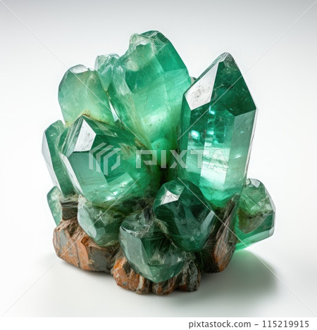 Emerald semigem geological mineral isolated on the white background. 115219915
