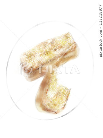 Toast on a white plate hand drawn illustration 115219977