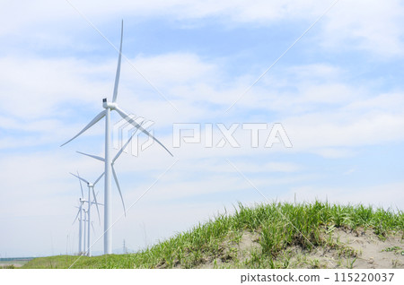 Wind power and blue sky 115220037