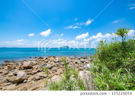 A view of the blue sky from the coast 115220059