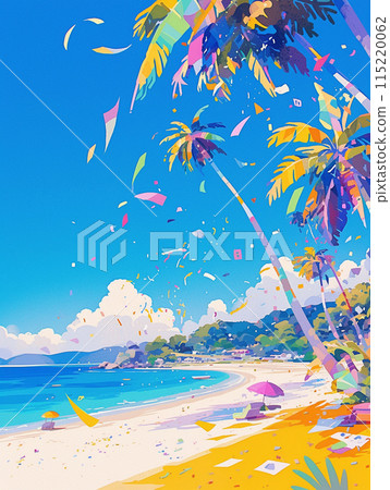 Summer beach 80s tropical image 115220062