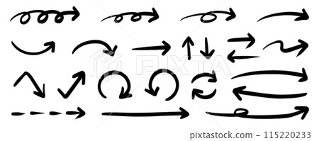 Simple hand-drawn arrow set black vector 115220233