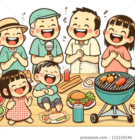 Family barbecuing 115220246