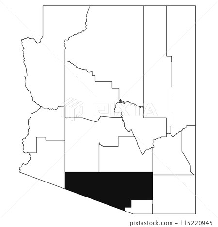 Map of Pima County in Arizona state on white background. single County map highlighted by black colour on Arizona map. UNITED STATES, US 115220945