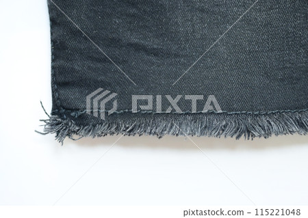 black danim texture on white background, textile of jeans fashion for clothing design 115221048
