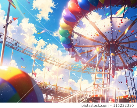 在遊樂園仰望天空的多彩風景 115222350