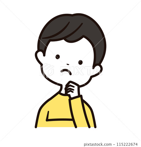 正在思考和反應的男孩上半身圖示插畫素材 正在思考和反應的男孩上半身圖示插畫素材 115222674