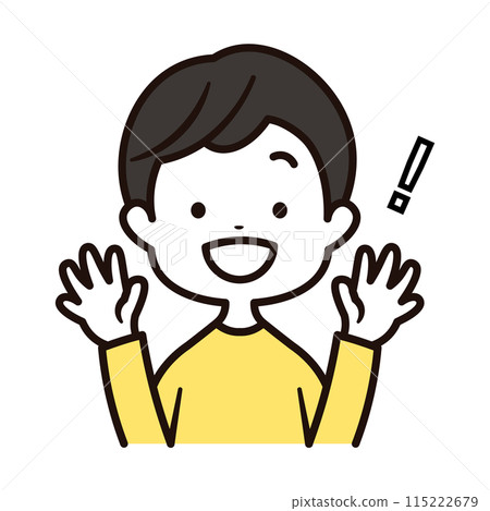 微笑驚訝的男孩上半身圖示插畫素材 微笑驚訝的男孩上半身圖示插畫素材 115222679