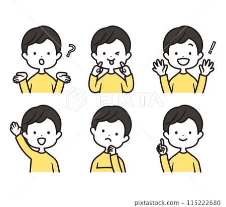 Boys upper body icon illustration material set Boys upper body icon illustration material set 115222680