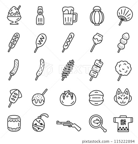 Illustration set of summer festival icons (line drawings) 115222894