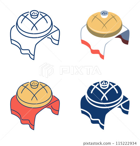 Traditional karavai bread icon set Traditional karavai bread icon set 115222934