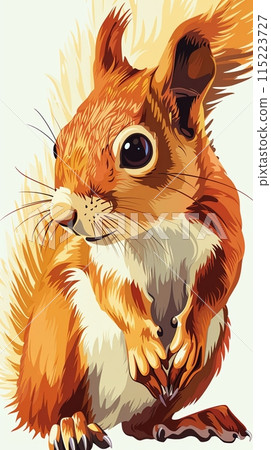 Cute funny squirrel close up looking at the camera, cute animal, illustration 115223727