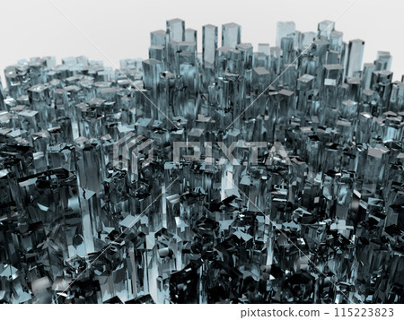 Image of a city of glass buildings crowded with people 3D illustration horizontal Image of a city of glass buildings crowded with people 3D illustration horizontal 115223823