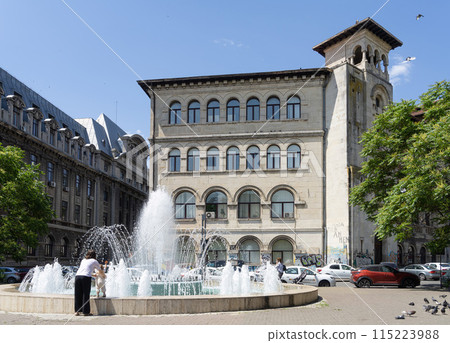 The fountain of Universitate in Bucharest, Romania The fountain of Universitate in Bucharest, Romania 115223988