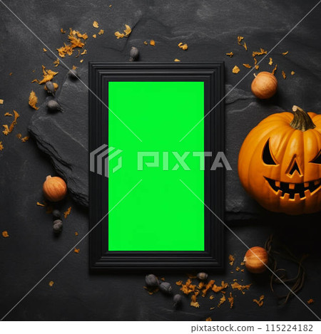 Halloween background with phone with copy space 115224182