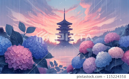 風景與繡球花 115224358