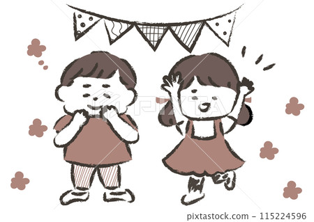 Illustration of cute kindergarten students having fun at a birthday party 115224596