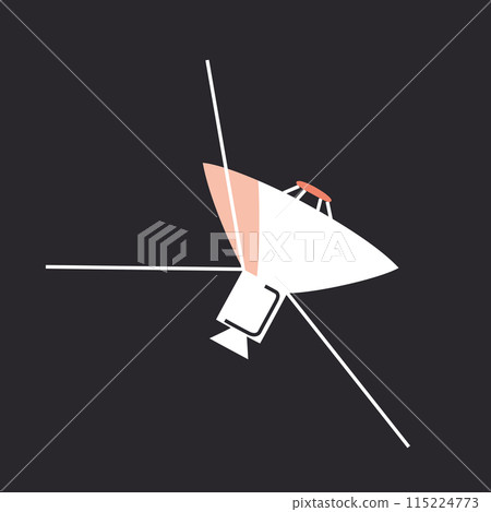 Vector illustration of a space probe. Universe and astronomy in flat cartoon style. Spacecraft, exploration technology, celestial satellite. Ideal for science, educational materials, space missions 115224773