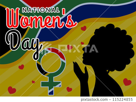 Happy Women's Day in South Africa Celebration Vector Illustration with an Ethnic Black Woman and Waving Flag in a National Holiday Flat Background Happy Women's Day in South Africa Celebration Vector Illustration with an Ethnic Black Woman and Waving Flag in a National Holiday Flat Background 115224855