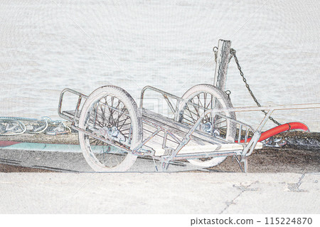 Pastel-toned "Old handcart" illustration image Pastel-toned "Old handcart" illustration image 115224870