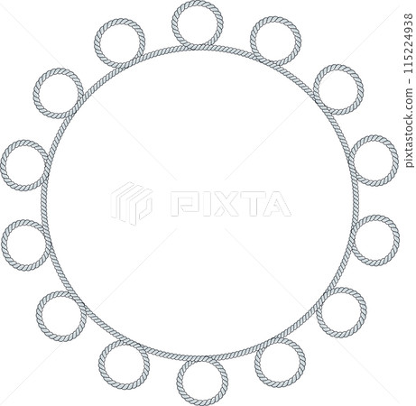 Round rope frame isolated on white background. Twisted cord Round rope frame isolated on white background. Twisted cord 115224938