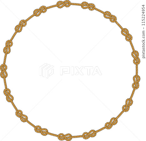 Round rope frame isolated on white background. Twisted cord Round rope frame isolated on white background. Twisted cord 115224954