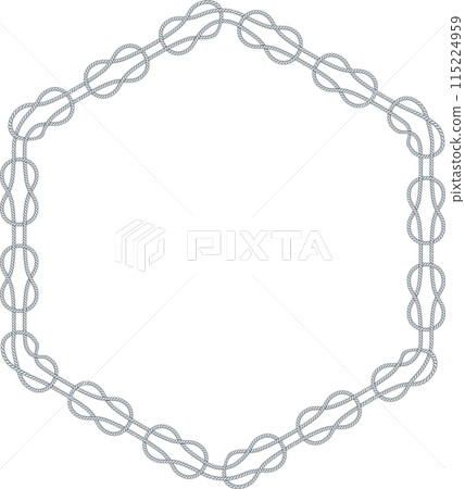 Hexagonal rope frame isolated on white background. Twisted cord. Hexagonal rope frame isolated on white background. Twisted cord. 115224959