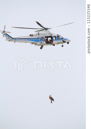 "Mihozuru 1" belonging to the Japan Coast Guard's Miho Air Base is conducting an exhibition flight (training) at the Air Self-Defense Force Miho Air Base Air Show. 115225346
