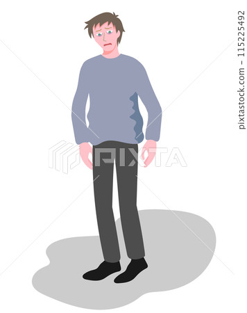 A young man standing there in shock and despair 115225492